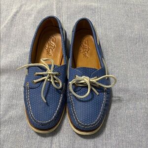 Sperry Blue Loafers with Cream Laces